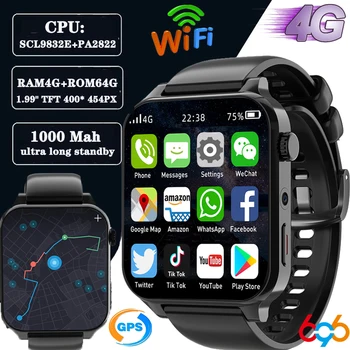 2023 Uus RAM, 4GB ROM 64GB 1.99 Tolline 4G Kõne Smart Watch GPS, Wifi, Dual Camera Heartrate Testimine Veekindel Sport Meeste Smartwatch