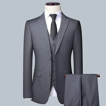 2023High-kvaliteedi värviga (ülikond + vest + püksid) Meeste äri ametliku ülikond 3/2 äri peigmehe ülikond ja parim mees