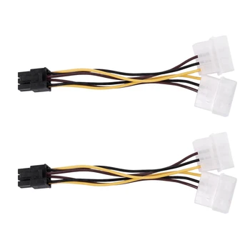 2X Dual 4-Pin Molex IDE To 6-Pin PCI-E Graafika Kaardi Power Connector Cable Adapter