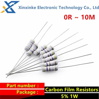50TK 1W Carbon Film Takistid 5% 0.1 R ~ 10M 2.2 R 4.7 R 10R 22R 47R 100R 220R 470R 1K 10K 100K 100/160/180/220/470 oomi 1.2 M 6.8 M