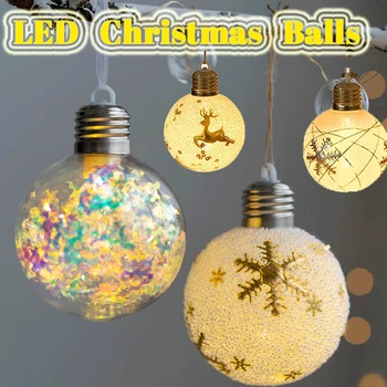 8cm LED Jõulud Palli Tuled Ripuvad Christmas Tree Teenetemärgi Põder Muster Xmas Tree Kaunistused Koju Pool Decor