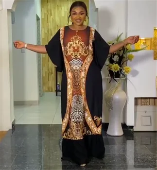 Aafrika Abaya Maxi Kleidid Prindi Dashiki Vintage Moslemi Pikk Kleit Naistele 2023 Uusim Daamid Kaftans Boubou Riided