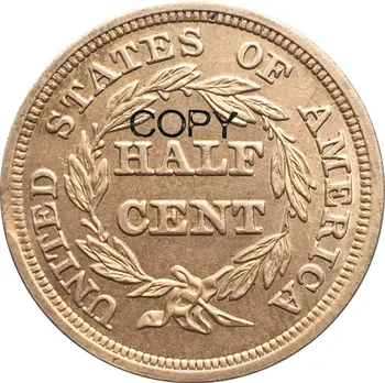 Ameerika Ühendriigid 1854 Põimitud Juuksed Poole Võrra 1/2c Punane Coppe Koopia Mündid