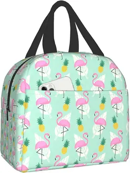 Armas Flamingolased Lunch Bag Naiste Tüdrukud Isoleeritud Väike Ruut Tassima Külmik Seljakott Korduvkasutatavad Kaasaskantav Kooli Leke Lunchbag