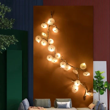 BUYBAY luksus kõik vasest branch seina lamp trepp taust seina loominguline Hiina stiilis hoone luksus villa elutuba lotus