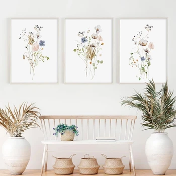 Boho Akvarell Lilled Lõuend Maalid Kuivatatud Taimede Botaaniline Plakatid Modular Wall Art Pilte Köök Kodu Kaunistamiseks