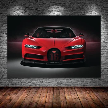 Bugatti superauto neid Chiron Punane Auto Esi Vaadata Tänapäeva Seina Art Sõiduki Plakatid ja Pildid Lõuendile Maalimine elutuba Home Decor