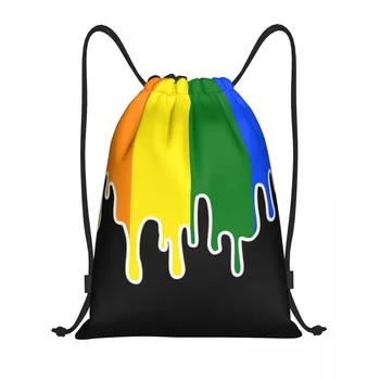 Gay Pride Lipu Tilguti Pingutusnöör Seljakott Naised Mehed Sport Jõusaal Sackpack Kaasaskantav Vikerkaar LGBT Shopping Bag Koti