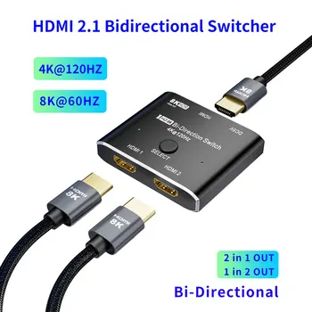 HDMI-2.1 Ekraan Vahetaja 1 In 2 Out 8K@60Hz 4K@120Hz 8K HDMI-bi-directional lüliti kahesuunaline Vahetaja Adapter TV Xiaomi Xbox