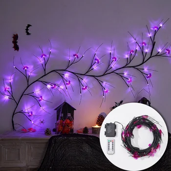 Halloween Dekoratiivsed Rotangist LED-Simulatsioon Puu Spider Pvt Branch Lamp Õudne Festival Õudus Meeleolu Dekoratiivne Ornament