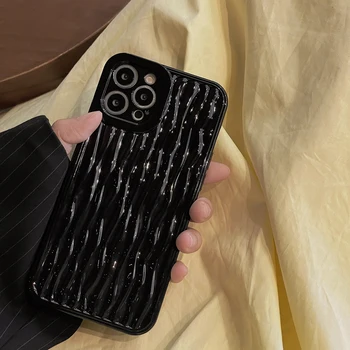 Hight Lõpuks Must Glitter Triibud Telefon Case For iPhone 14 13 12 11 Pro Max XR, XS 12 13 3D Voolav Vesi Read Pehmest Silikoonist Kate