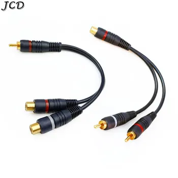 JCD 2 RCA-1 RCA Naiste ja Meeste ja Naiste Splitter Cable Audio Splitter Turustaja Converter Kõlari Kaabel Kuld