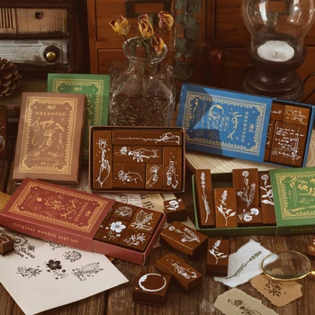 Kaart Väljavalitu 6 Tk Collection ' s Nb Seeria Vintage Puit Tihendi Komplekt Teataja Kummist Tempel Scrapbooking Deco Materjali Külalisteraamatusse