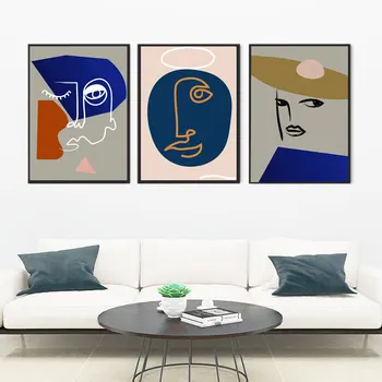 Kaasaegne Minimalistlik Abstraktne Nägu Plakatid Ja Pildid Seina Art Pilte Nordic Fashion Style Elutuba Lõuendile Maali Home Decor