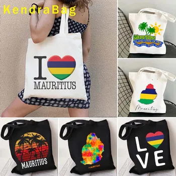 Mauritiuse Saar Riigi Kaardi Lipu Südames, Mauritius Tüdruk Kingitused Palmi Puud Ocean Beach Vintage Reisi Lõuend Kott Armas Käekotid
