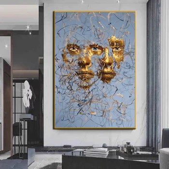 Metallist Joonis Nägu Plakat Kokkuvõte Põhjamaade Kuldne Read Minimalistlik Pilt Seina Art Lõuend Maali Kodus Ruumi Seina Decor Cuadros
