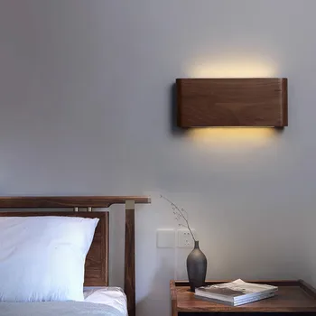 Must pähkel täispuidust seina lamp, elutuba, söögituba, taust seina, minimalistlik disainer, magamistuba, voodi kõrval seina lamp,