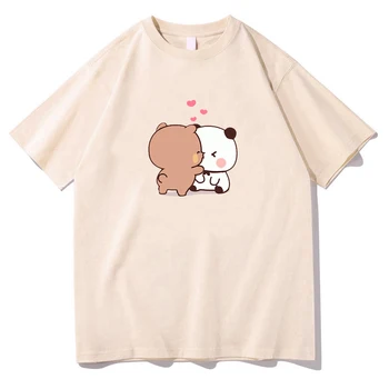 Panda Bear Bubu ja Dudu Nad Suudlemine T-särgid Naistele Cartoon T-Särgid On 100% Puuvillast Kõrge Kvaliteet, Suvel High Street Casual Tees