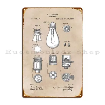 Patendi Kunsti Edison 1890 Lamp Base Metal Märke Seina Koobas Klubi Garaaž Raud Seinamaaling Tina Märk Plakat