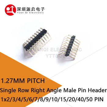 R/A 1.27 1.27 mm ühes Reas Õige Nurga all Mees Löönud PCB Pardal Pin Header Socket Connector Pinheader 1*40p 1*50LK 1x2/3/4/5/6/7/
