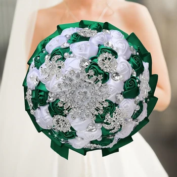 Roheline Euroopa Stiilis Luksus Rhinestone Kimp Pruut Pulmas Käsitsi Valmistatud Lilled Bridesmaids Käsi Decor Pulm Tarvikud