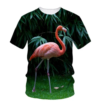 Suvel Uus Mood Flamingo graafiline t-särgid meestele Isiksuse Vabaaja Lõbus harajuku Linnud Trükitud ümber Kaela Lühikesed Varrukad Tees Tops