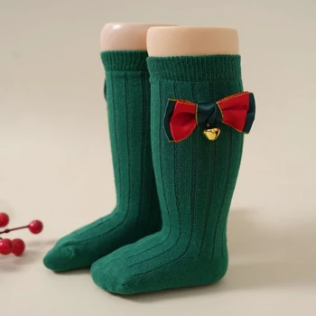 Teise Lapse Beebi Tüdrukud Jõulud Sokid Lumehelves Ruuduline Bowknot Decor Parempidises Lapsed Magus Anti-Skid Sokid Uus Aasta Talvel Sokid