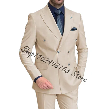 Topelt Karavan Meeste Ülikond Mood 2 Tükki Pulmas Peigmees Tuxedos Ametliku Äri Töörõivaste Elegantne Meeste Pintsak Püksid Kostüüm Homme