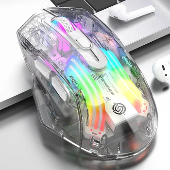 Traadita Bluetooth-Tri-mode Hiirt Arvuti Sülearvuti Tarvikud Läbipaistev Hiirt, RGB Kuma Gaming Mouse Laadimine USB Hiir