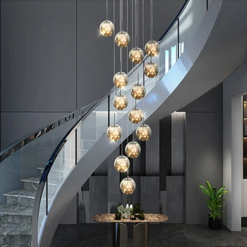 Trepp lamp kaua lühter kaasaegne minimalistlik duplex hoone kerge luksus loominguline villa loft korteris elutuba vilkur