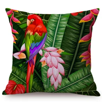 Troopilised Paljususeni Taime-Padi Flamingo Kodu Kaunistamiseks Viska Padi Auto-Kata Palm Leaf Toucan Papagoi Pehme Padjapüürid