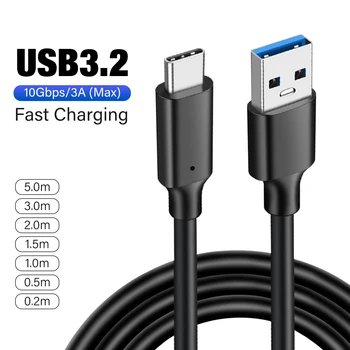 USB3.2 10Gbps Kaabel USB-A-Tüüpi USB-C 3.2 Gen2 Kaabel andmeedastus USB-C SSD Kõvaketta Kaabel 3A 60W QC 3.0 Kiire Laadimine 2m 3m