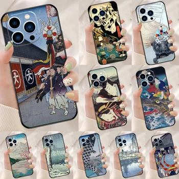 Ukiyo-e Jaapani stiilis Kunsti Case For iPhone 15 14 XR X XS Max 7 8 Plus SE2 11 12 13 Pro MAX mobiiltelefoni Korpuse Kaas Coque