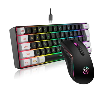 Uus 61keys Juhtmega Valge Must Klaviatuur RGB Gaming Mouse Office ' i Komplekti Tagantvalgustusega Klaviatuur ja Hiir Transistor PUBG Gamer