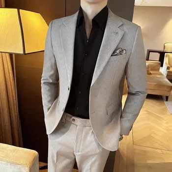 Uus Peigmees (ülikond + Püksid) Pulmad Sobiks Mood Meeste Dress Briti Vabaaja Slim-fit korea Versiooni, Kahe-osaline Komplekt, M-5XL Lauk