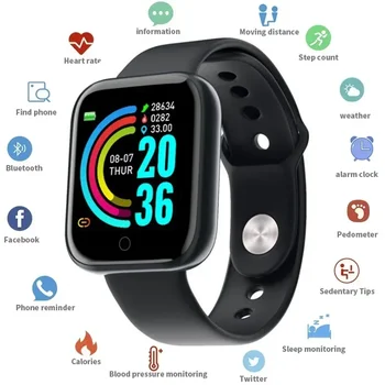 Uus Pluss-Sport Fitness Käevõru Smartwatch Y68 Pedometer Bluetooth Meeldetuletus HeartRate Vererõhk Smartband Jaoks Xiaomi Huawei