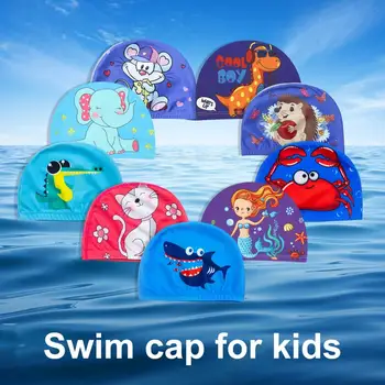 Veekindel Ujuda Müts Lapsed Ujumine Müts Hingav Cartoon Prindi Ujuda Basseini Müts Lastele Kõrge Elastsus Kiire-kuivatamine Kõrva
