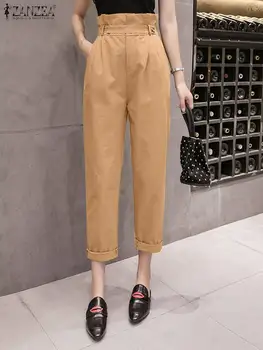 Vintage Tahke Vöö Püksid Naiste Kõrge Vöökoht Pikad Püksid 2023 Aasta Sügisel Taskud Capris Vabaaja Sirge Kärbitud Pantalons