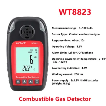 WINTACT WT8823 Põlevat Gaasi Detektor CO Heksaan, Metaani, Gaasi Lekke Häire Analyzer Vahend, Tööstus-Turvalisuse Testimine